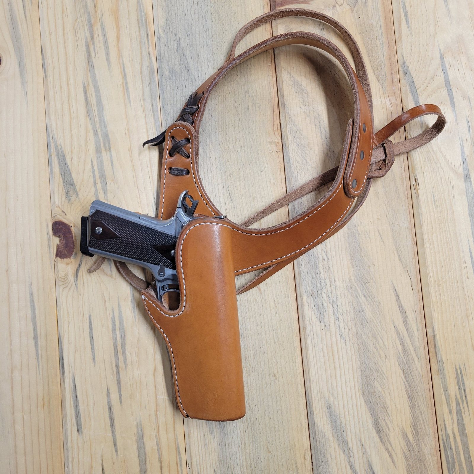 #503 custom made drop Holster with tie down to customer specification